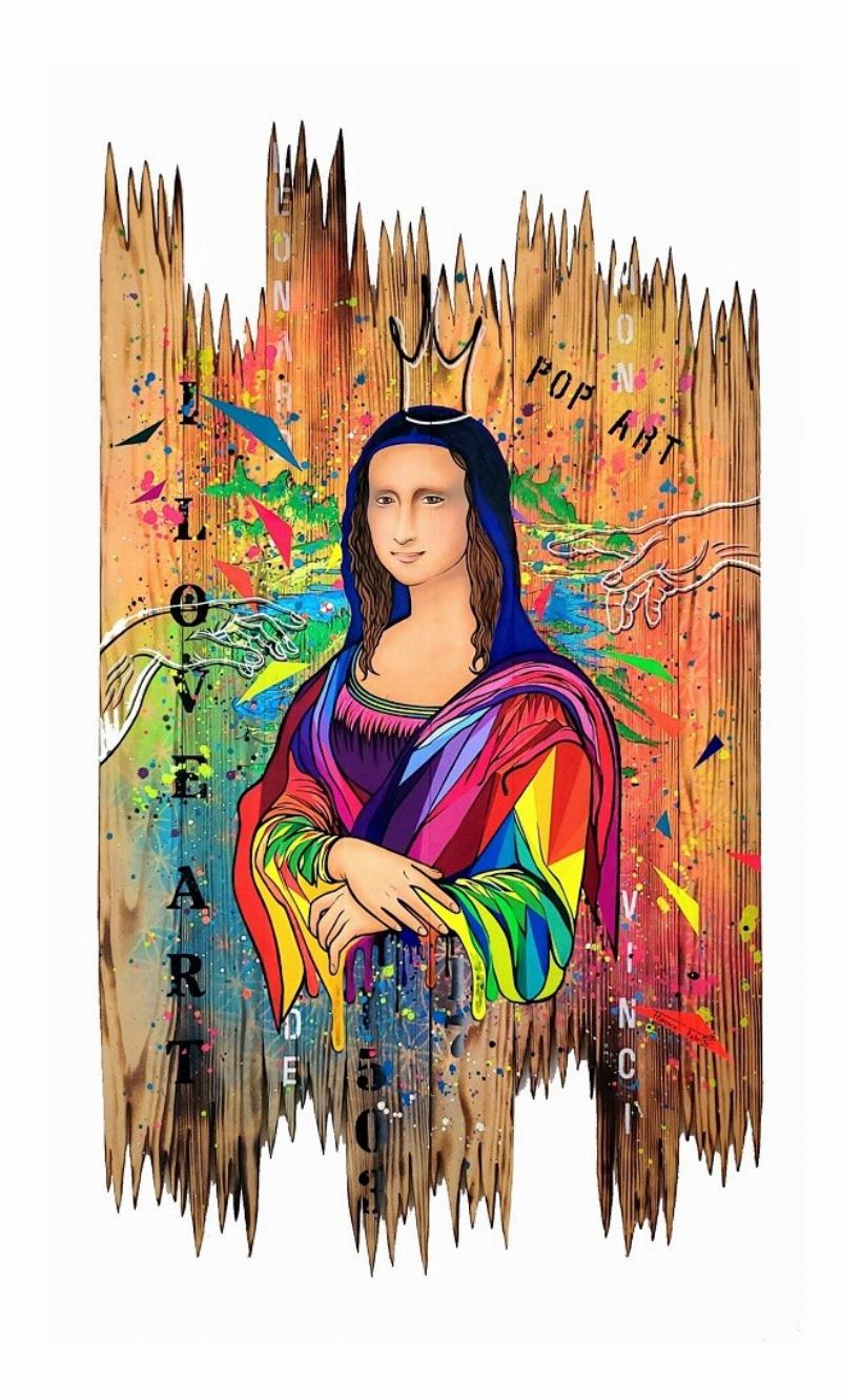 Peinture acrylique contemporaine abstraite avec des éclats de couleurs vives et un mouvement dynamique